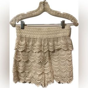 Tiered crochet shorts